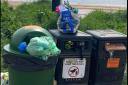 Overflowing bins at Fullerton Drive in Seamill on Sunday