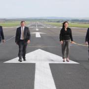Mick O’Connor, programme director, Prestwick Spaceport, Kevin Seymour, CEO, Astraius, Zoe Kilpatrick, commercial director, Glasgow Prestwick Airport, Cllr Peter Henderson.
