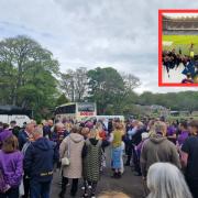 A spectacular crowd (main pic) travelled to watch Marr play in the Scottish Cup final at Murrayfield (inset)