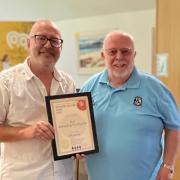 Anthony Valenti of the Ayr Brewing Company with local CAMRA branch vice-president Ronnie Beveridge
