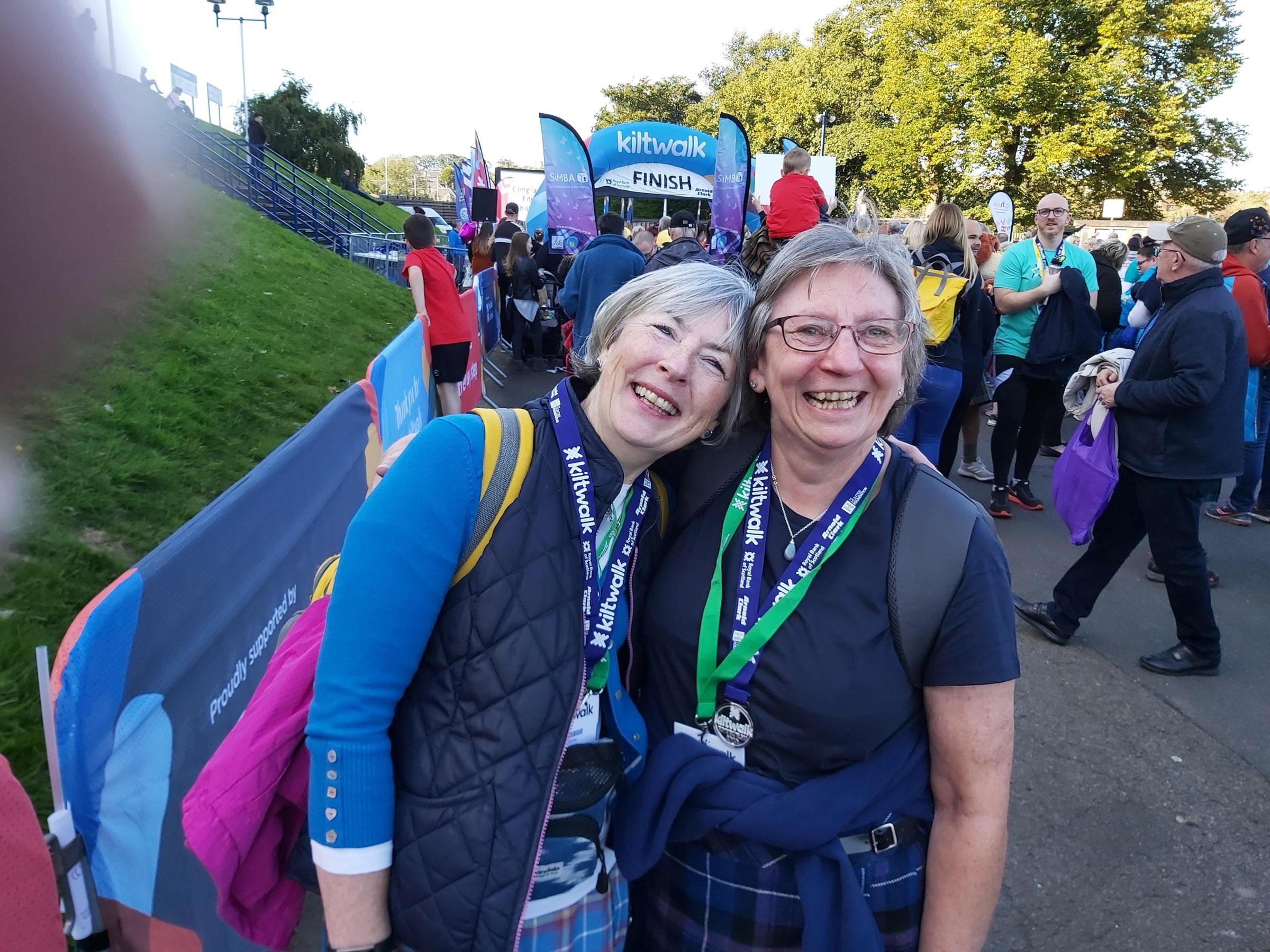 Margaret Wateron, right, with her friend Margaret Baird, walked 10.5 miles in aid of The Herald covid memorial project