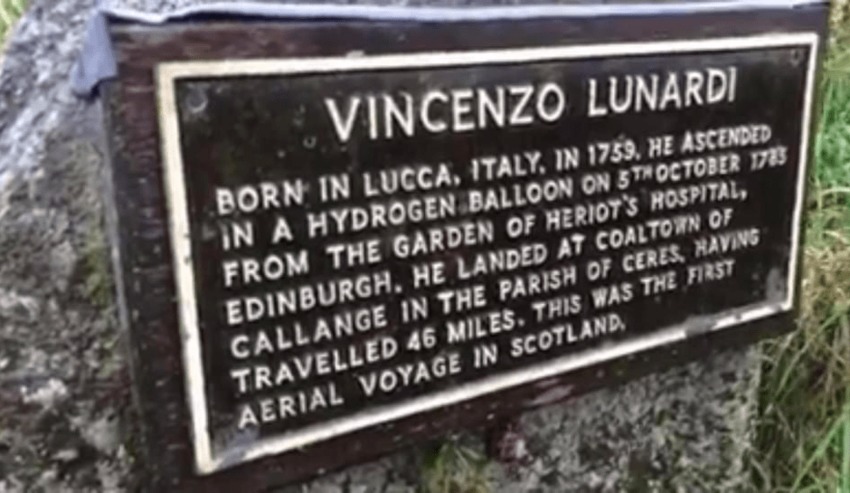 The location in Fife where Vincenzo Lunardi landed on his 1785 flight