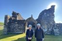 Ayrshire MSP Sharon Dowey with Craig Mearns from Historic Environment Scotland at Crossraguel Abbey