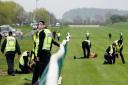Protesters at Ayr Racecourse at Grand National