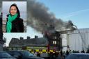 The Station Hotel fire and, inset MSP Siobhian Brownn