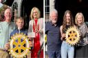 Troon Rotary members hand over cheques to  Dean and Megan