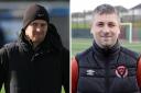 Beith's Chris Strain (left) and new Glenafton manager Ryan Caddis were among the happy Ayrshire managers after Saturday's actionn