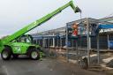 The steel framework for the rebuilt Troon Station is put in place