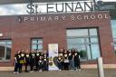 Members of staff at St Eunan's Primary School are taking on the Kiltwalk on Sunday, April 28 in aid of local childhood cancer charity Caleb's Trio of Hope