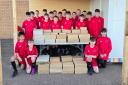 The team collected over 50 shoe boxes