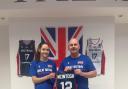 Alix receiving her GB shirt from U16 GB Head Coach, Donnie McDonald