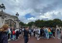 Crowds outside Buckingham Palace in London this afternoon