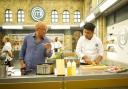 Sagar (right) is pictured in the famous MasterChef kitchen with the show’s host Gregg Wallace
