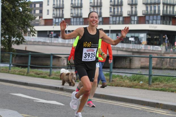 Ayr Advertiser: Laura running the Inverness marathon in October 2021