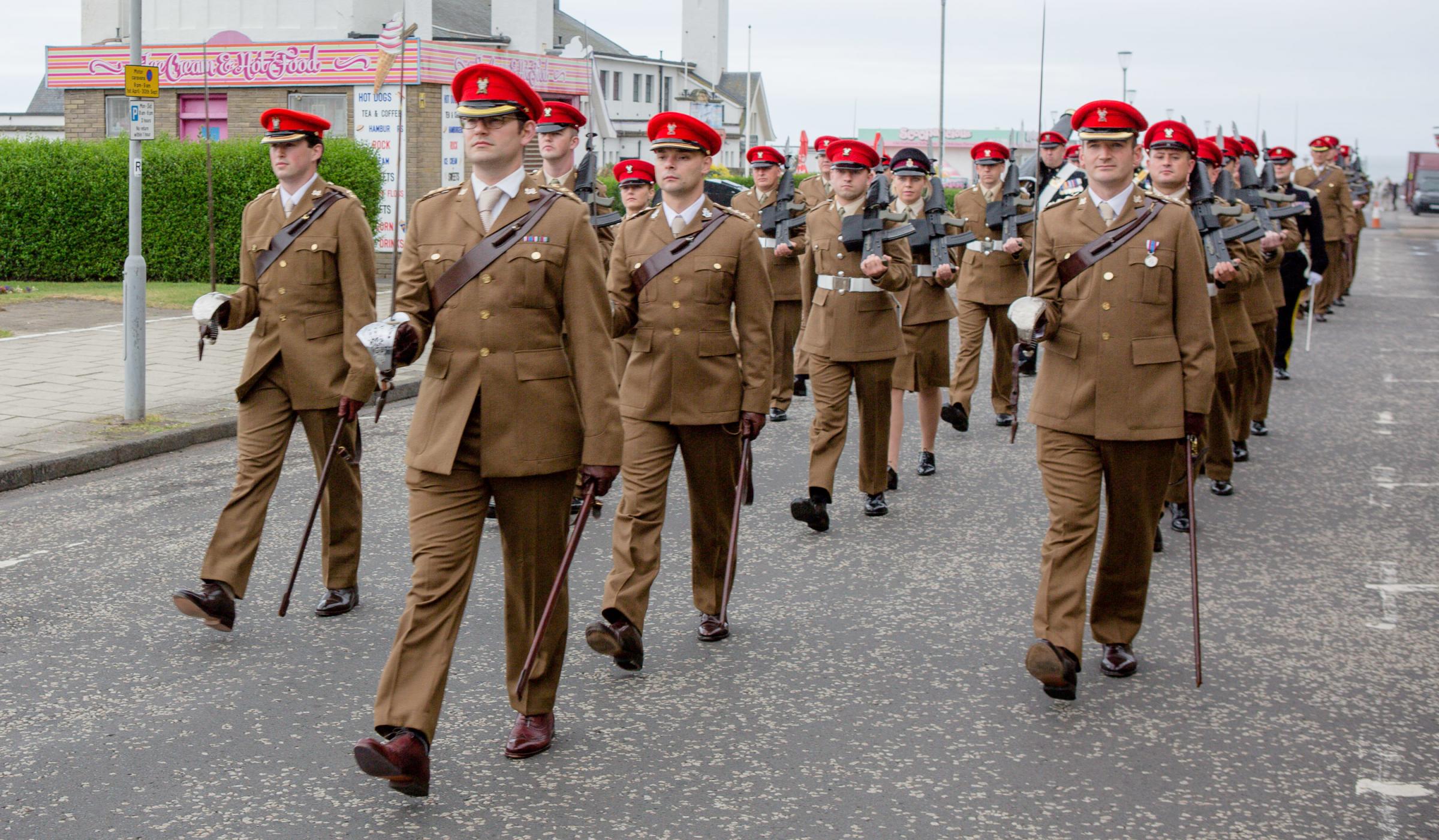 Marchers and soldiers on horseback paraded through Ayr on June 24 to mark the 225th anniversary of the Ayrshire Yeomanry (Photo: Sgt Murray Kerr RA)