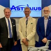 From left to right: Sir George Zambellas, Chairman of Astraius, Ian Annett, Deputy Chief Executive of the UK Space Agency, Mick O’Connor, Programme Director at Prestwick Spaceport