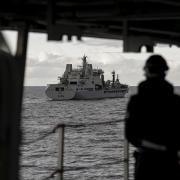 Preparations for a replenishment at sea in Scottish waters during a previous Exercise Joint Warrior
