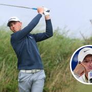 Ruben Lindsay (main pic) left Rory McIlroy (inset) in awe in a long drive competition at the Genesis Scottish Open.