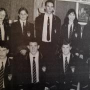 Prestwick Academy Duxes Audree Patterson and Neil Adams with rector Mike Goodwin in 1998