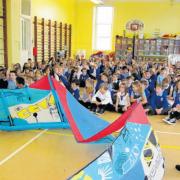Troon Primary School got a lesson in kite and windsurfing in 2013 during a special assembly. Local windsurfer Stefano Kennedy attended the assembly to speak to the kids about the sport.