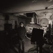Kyle Macfarlane with one of the Broadway's projectors