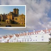 Calum McLean denies charges of committing fraud at Glenapp Castle (inset) and Trump Turnberry
