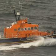 The lifeboat battled rough seas to make it to the island