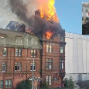 The Station Hotel fire and, inset First Minister Humza Yousaf
