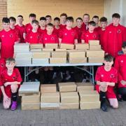 The team collected over 50 shoe boxes