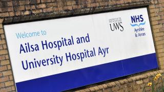 University Hospital Ayr, where Laura Cowley caused fear and alarm by taking off all her clothes in the A&E department