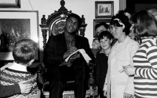 Ali sits in the Burns Chair on his visit to Ayrshire