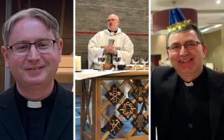 From left to right: Fathers Mark Kelly, Stephen Latham and William Boyd are all to move parishes as part of local clergy changes.